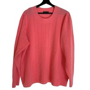 Vineyard Vines Cashmere Pointelle Knit Puff Sleeve Sweater Pink 2X